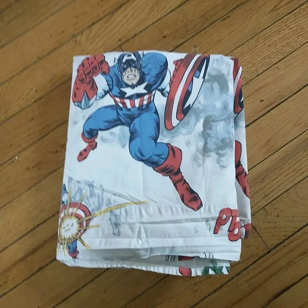 Pottery Barn Kids Marvel Full Flat Sheet Comics Captain America Cotton 80x90